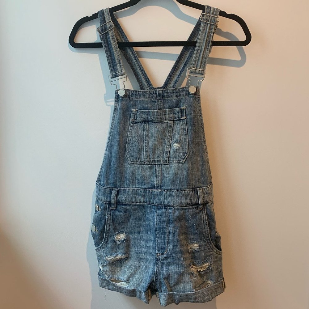 NWOT Blank NYC Short Distressed Denim Overalls -25